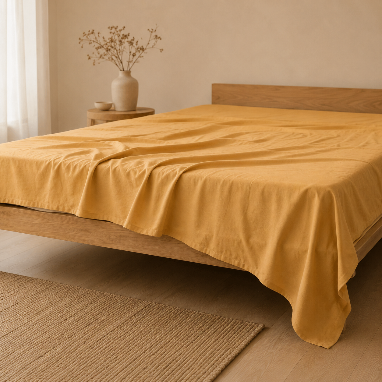 Luxury Cotton Flat Bed Sheet – Mustard