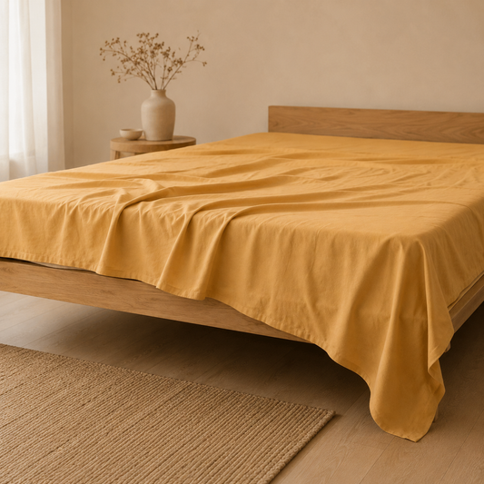 Luxury Cotton Flat Bed Sheet – Mustard