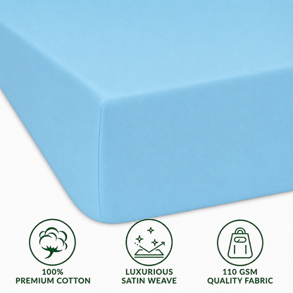 Luxury Satin Fitted Bed Sheet - Blue