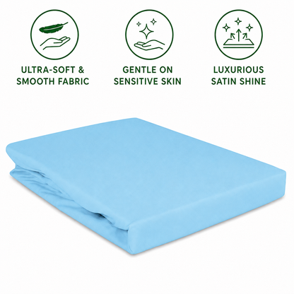 Luxury Satin Fitted Bed Sheet - Blue