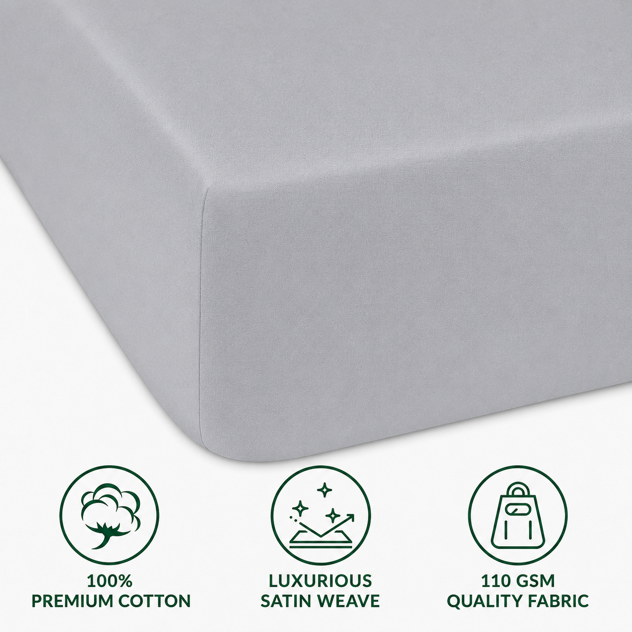 Luxury Satin Flat Bed Sheet – Ash Grey