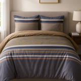 Cotton Family Comfort Duvet Cover + 2 Pillowcase (Terrazzo in shades of brown and gray)
