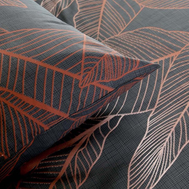 Cotton Comfort Duvet Cover + 2 Pillowcase (copper leaves)