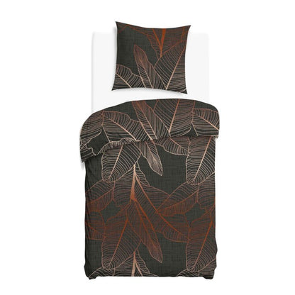 Cotton Comfort Duvet Cover + 2 Pillowcase (copper leaves)