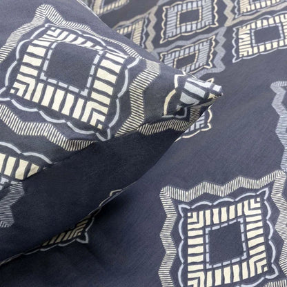 Cotton Family Comfort Duvet Cover + 4 Pillowcase (Dora – Dark Blue)