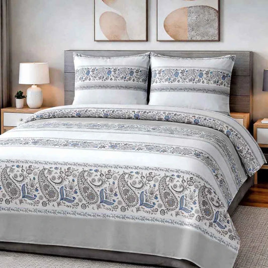 Cotton Family Comfort Duvet Cover + 2 Pillowcase (Paisley-Calm)