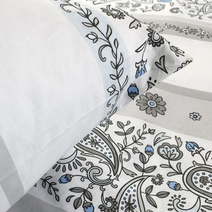 Cotton Family Comfort Duvet Cover + 4 Pillowcase (Paisley-Calm)