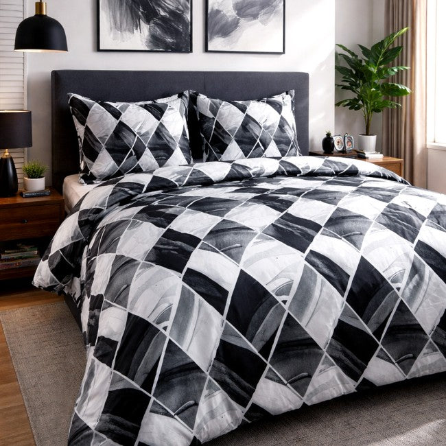 Cotton Family Comfort Duvet Cover + 2 Pillowcase (symmetrical diamonds)