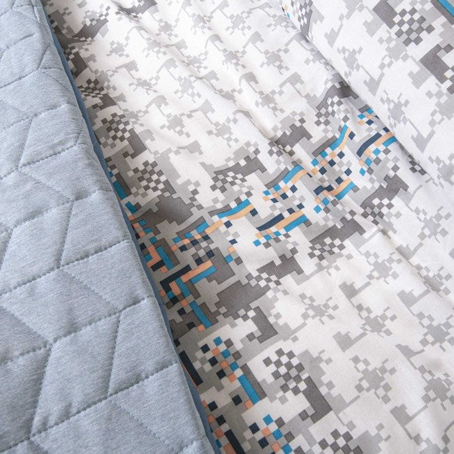 Cotton Family Comfort Duvet Cover + 4 Pillowcase (grey check)