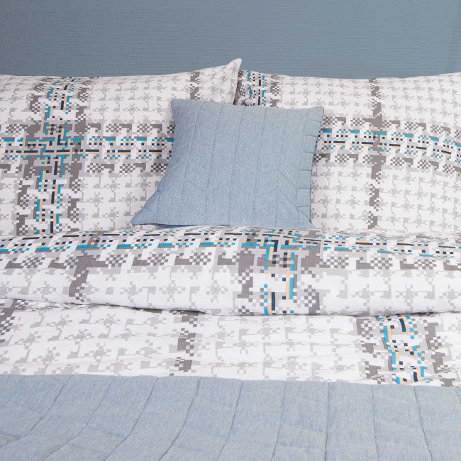 Cotton Family Comfort Duvet Cover + 2 Pillowcase (grey check)