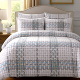 Cotton Family Comfort Duvet Cover + 4 Pillowcase (grey check)
