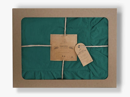 Cotton Family Comfort Duvet Cover + 1 Pillowcase (bottle green ruffle)