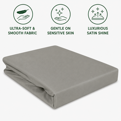 Luxury Satin Fitted Bed Sheet - Grey