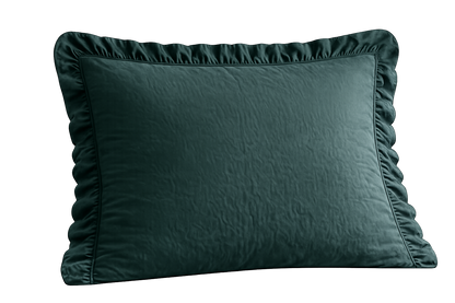 Cotton Family Comfort Duvet Cover + 1 Pillowcase (bottle green ruffle)