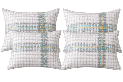 Cotton Family Comfort Duvet Cover + 4 Pillowcase (grey check)