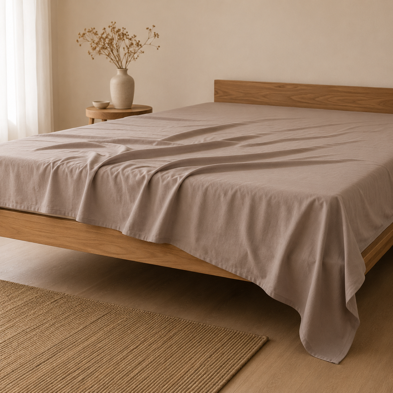 Luxury Cotton Flat Bed Sheet – Dark Beige