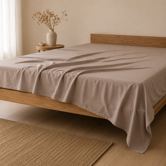 Luxury Cotton Flat Bed Sheet – Dark Beige