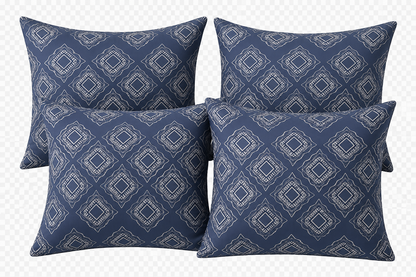 Cotton Family Comfort Duvet Cover + 4 Pillowcase (Dora – Dark Blue)