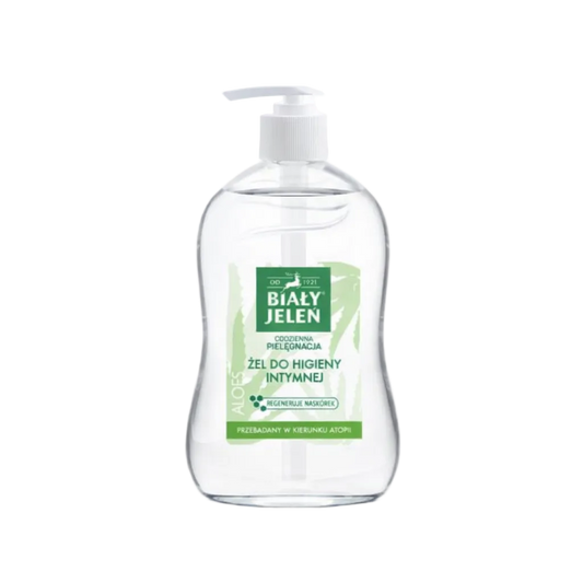 Biały Jeleń intimate hygiene gel with aloe vera in a pump bottle