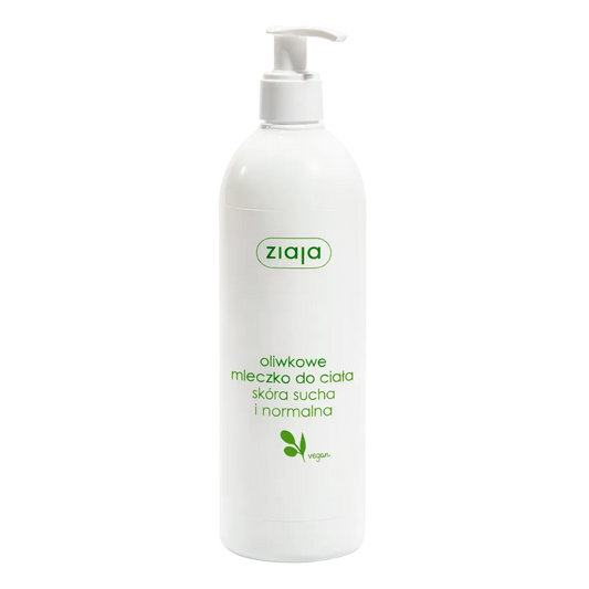 Ziaja moisturising olive body lotion in a pump bottle