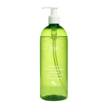 Ziaja vegan olive intimate wash with a convenient pump dispenser