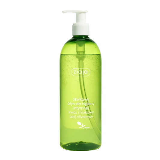 Ziaja vegan olive intimate wash with a convenient pump dispenser