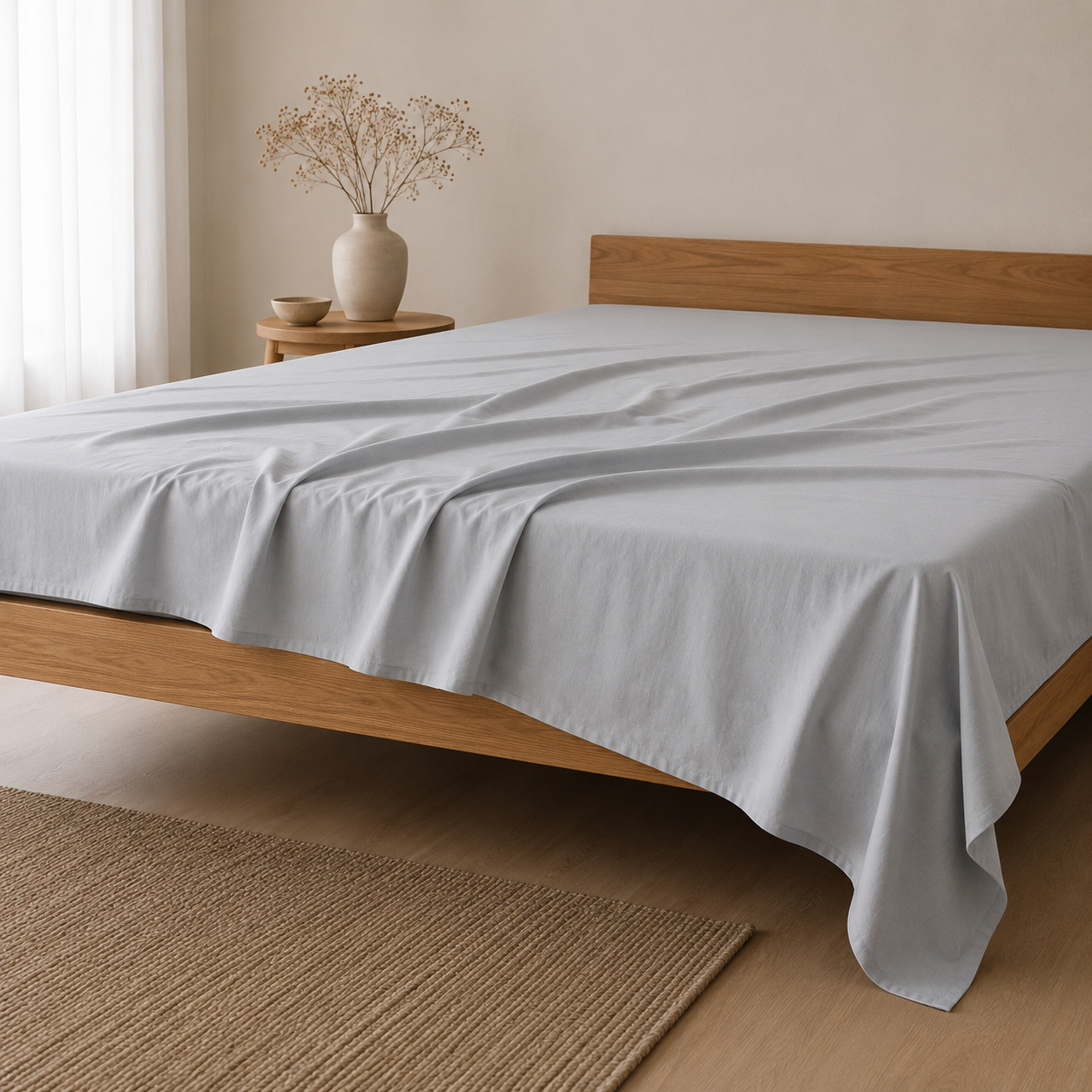 Luxury Cotton Flat Bed Sheet – Ash Grey