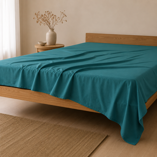 Luxury Satin Flat Bed Sheet – Teal