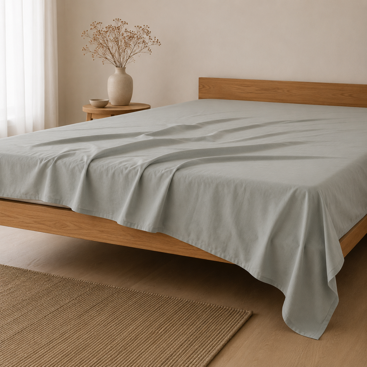 Luxury Cotton Flat Bed Sheet – Grey
